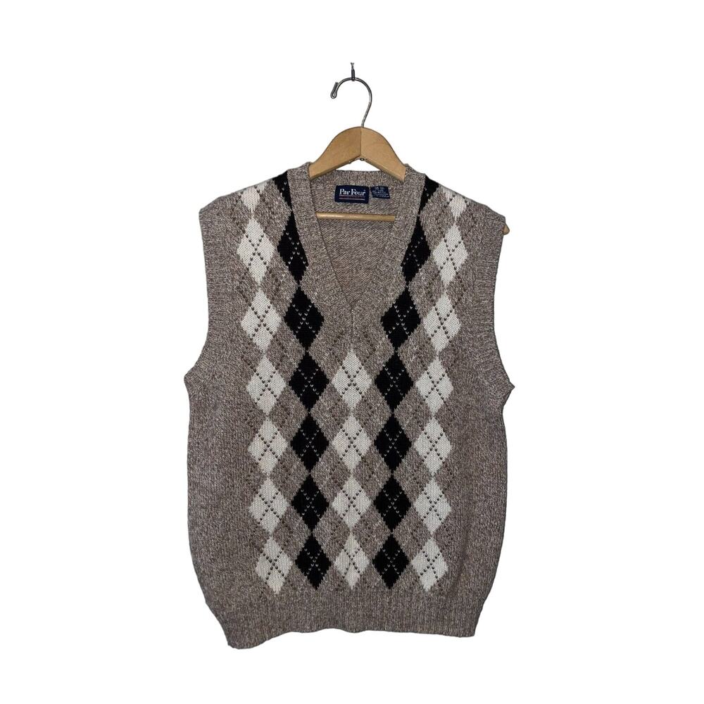 Vintage Par Four Sweater Vest Sportswear Brown Outerwear VTG 1990s 90s Large